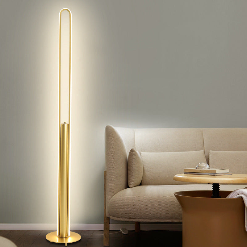 Acrylic Tubular Reading Floor Lighting Minimalist Black/White/Gold LED Standing Lamp in Warm/White Light