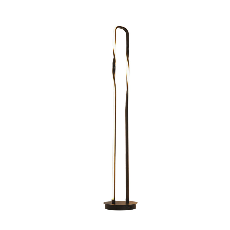 Black Rectangle Frame Floor Reading Lighting Contemporary LED Metal Stand Up Lamp in Warm/White/Natural Light