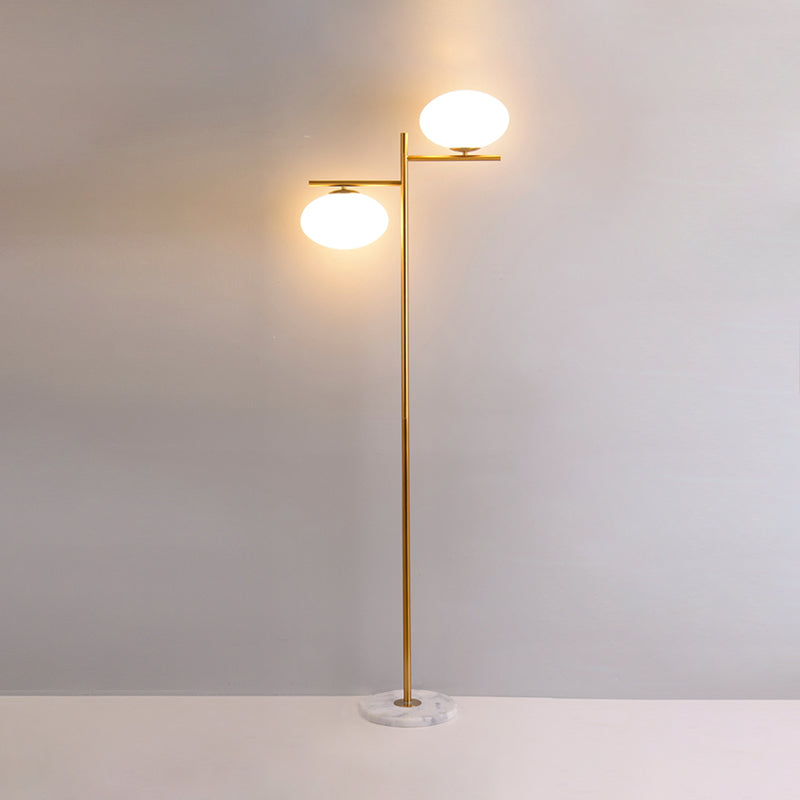 Gouden bol staande Lighting Noordse 2 koppen glas lees vloerlamp voor slaapkamer