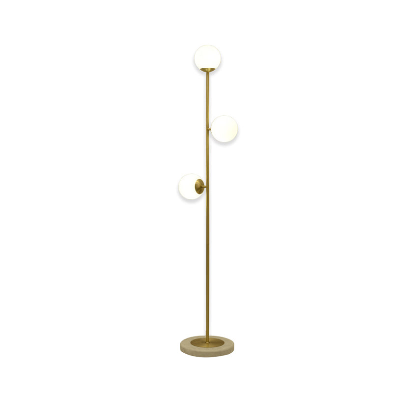 Glass Spherical Floor Reading Lamp Simplicity LED Brass Stand Up Lighting for Living Room