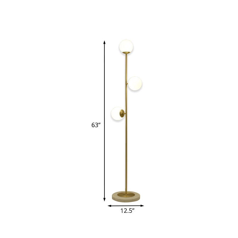 Glass Spherical Floor Reading Lamp Simplicity LED Brass Stand Up Lighting for Living Room