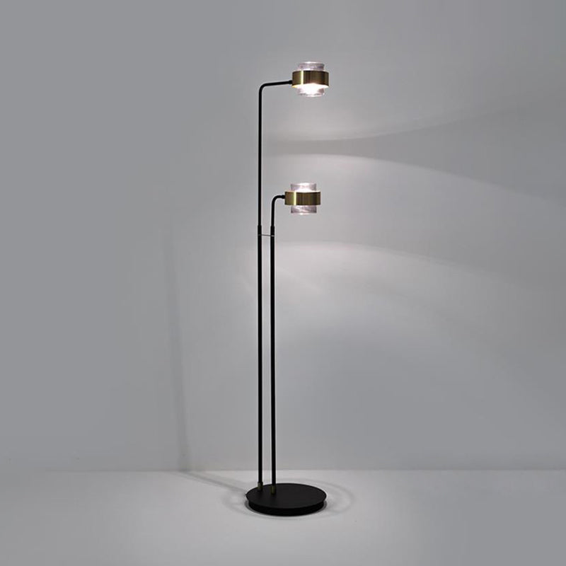 Black Cylinder Standing Lighting Nordic LED Clear Glass Floor Reading Lamp for Living Room