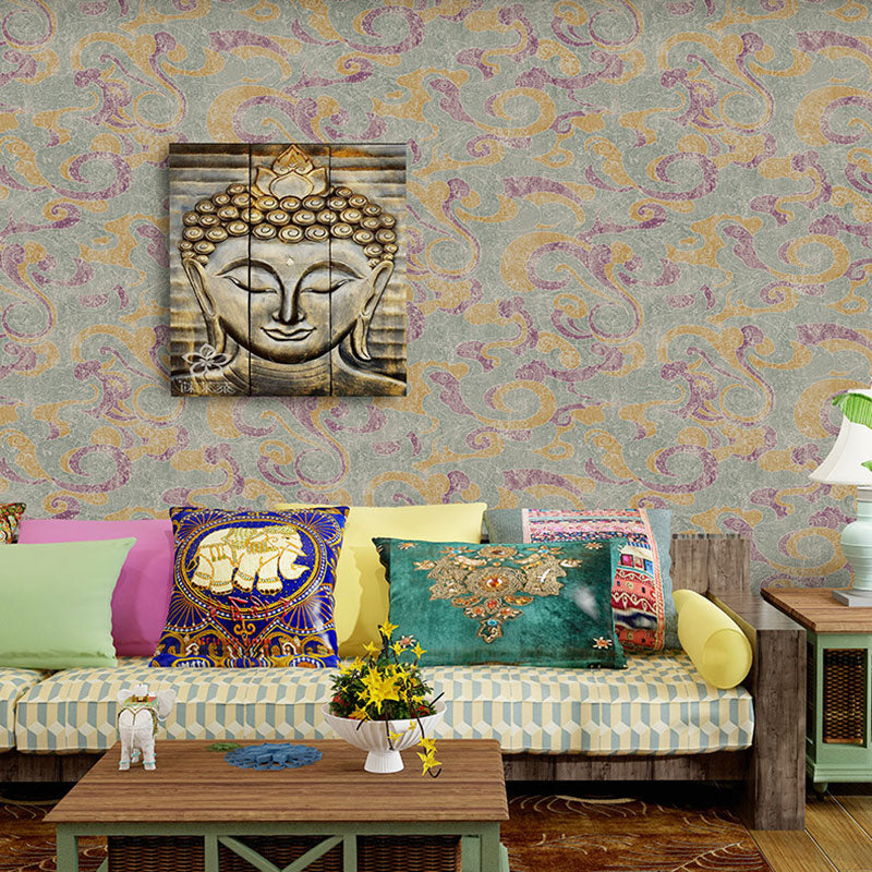 Asia Inspired Cloud Wall Decor for Living Room, 33' by 20.5" Wallpaper Roll in Natural Color