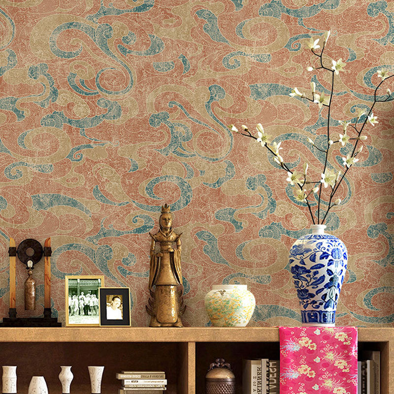 Asia Inspired Cloud Wall Decor for Living Room, 33' by 20.5" Wallpaper Roll in Natural Color