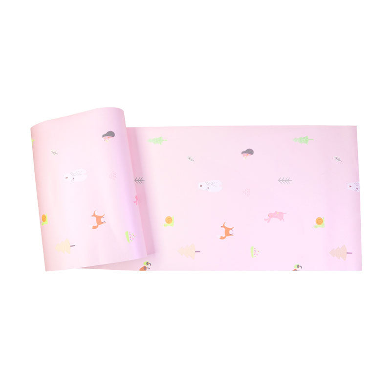 Contemporary Animal Wallpaper Roll for Children's Bedroom with Cartoon Animal Design in Pastel Color