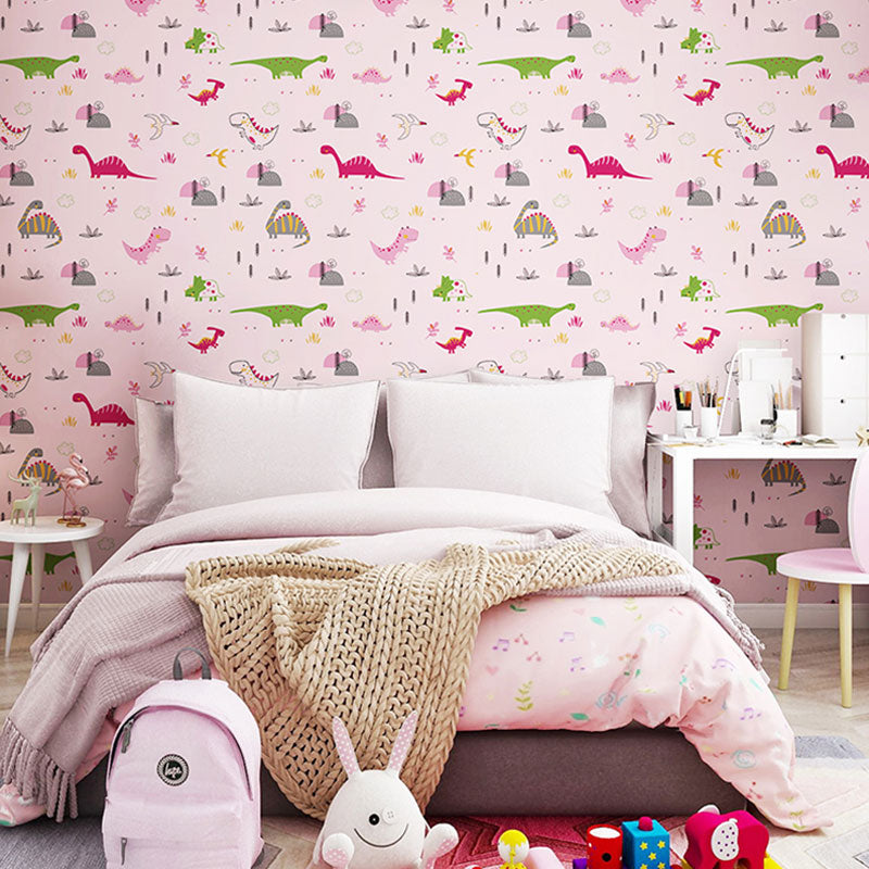 Stain-Resistant Cartoon Animal Wallpaper Roll 57.1 sq ft. Minimalist Wall Covering for Children's Bedroom