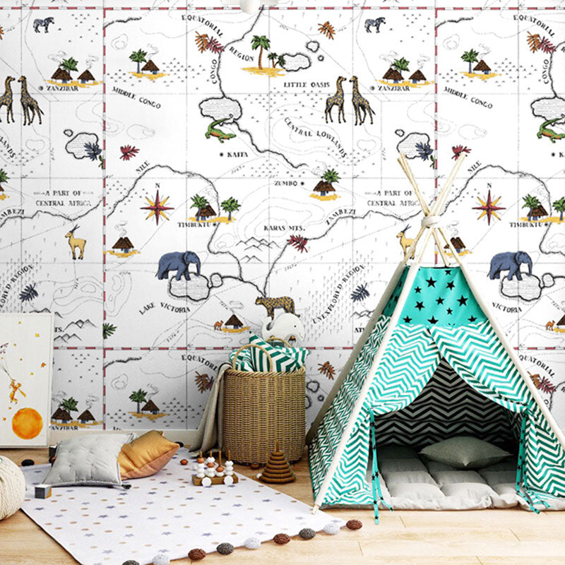 Soft Color Wild Animal Wallpaper Moisture-Resistant Wallpaper Roll for Children, 57.1 sq ft.