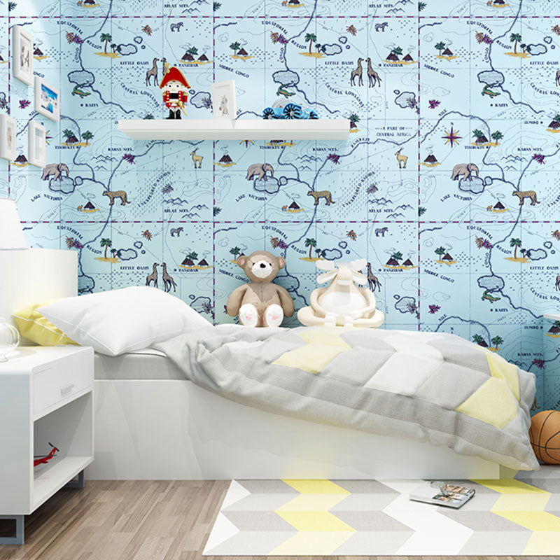 Soft Color Wild Animal Wallpaper Moisture-Resistant Wallpaper Roll for Children, 57.1 sq ft.