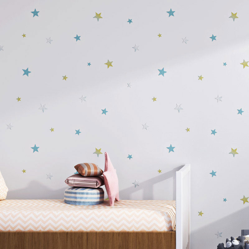 Simple Cartoon Star Wall Covering in Natural Color Non-Woven Material Wallpaper for Kids, 33' x 20.5"