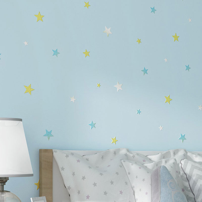 Simple Cartoon Star Wall Covering in Natural Color Non-Woven Material Wallpaper for Kids, 33' x 20.5"