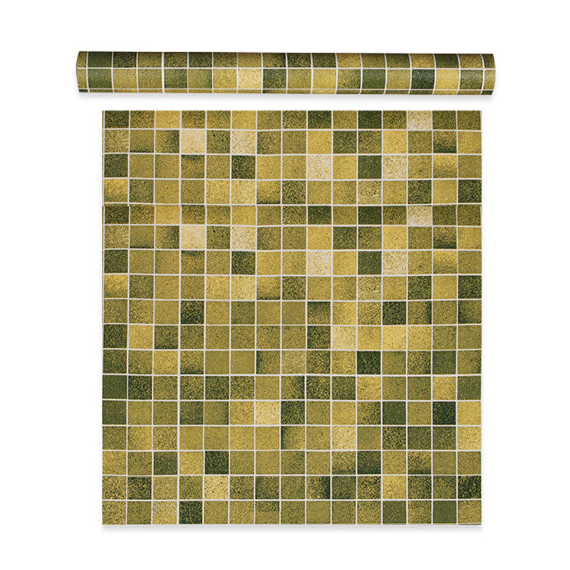 European Mosaic Wall Art for Kitchen Decor, 96.8 sq ft. Removable Wallpaper Roll in Yellow and Green