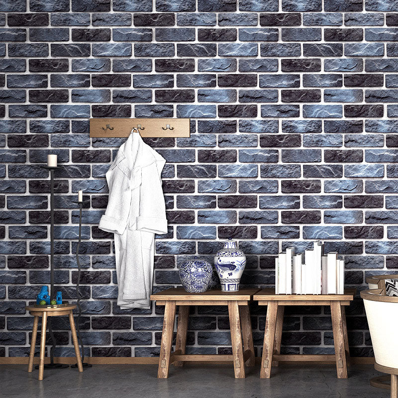 Brickwork Wallpaper Roll in Dark Color Non-Woven Fabric Wall Art for Home Decoration, 57.1 sq ft.