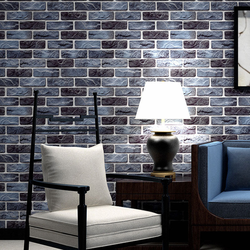 Brickwork Wallpaper Roll in Dark Color Non-Woven Fabric Wall Art for Home Decoration, 57.1 sq ft.