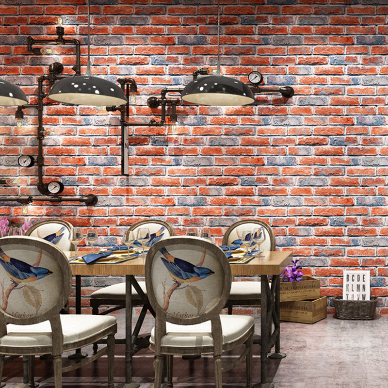 Light Color Brick Effect Wallpaper Stain-Resistant Vinyl Wall Covering for Coffee Shop Decor, Non-Pasted