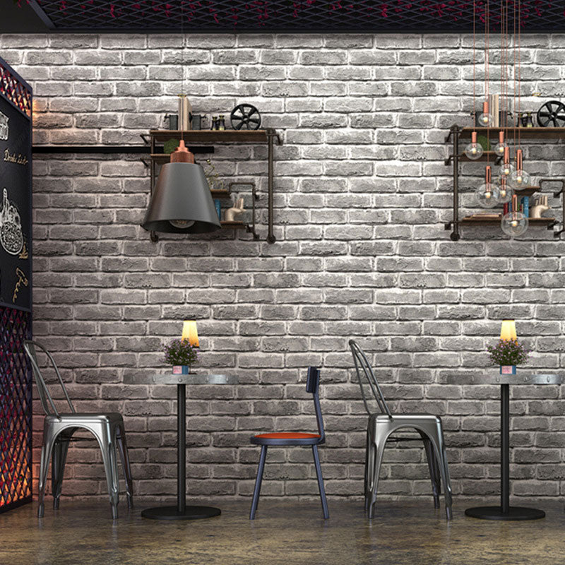 Light Color Brick Effect Wallpaper Stain-Resistant Vinyl Wall Covering for Coffee Shop Decor, Non-Pasted