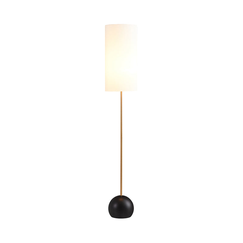 1-Light Living Room Standing Floor Lamp Minimalism Flaxen/Beige Stand Up Light with Cylindrical Fabric Shade