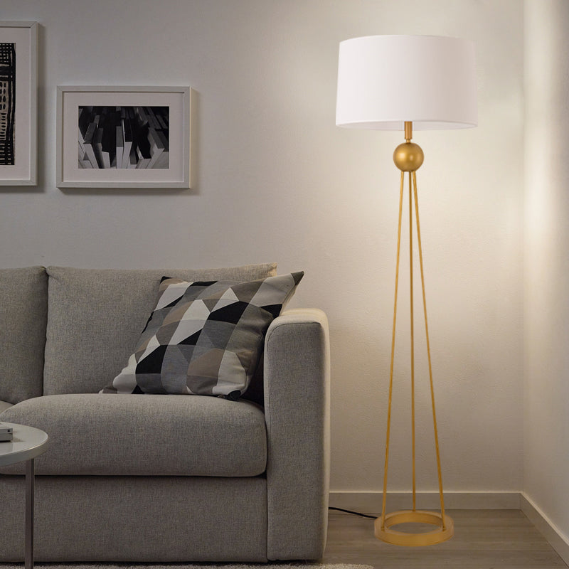 1-licht woonkamer opstaan ​​lamp Modernist Wit/zwart/vlasstatief Vloerlamp met trommelstoffabricage schaduw