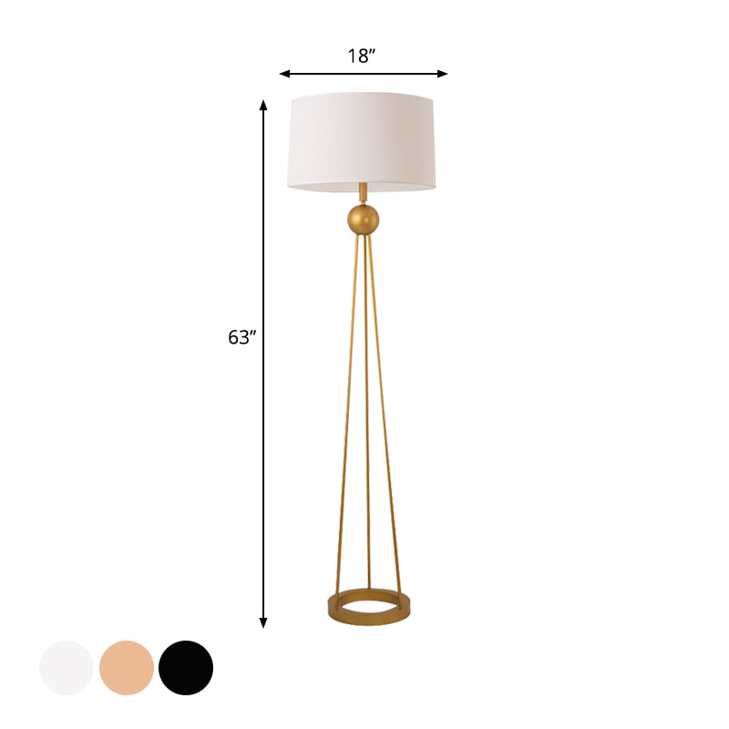 1-licht woonkamer opstaan ​​lamp Modernist Wit/zwart/vlasstatief Vloerlamp met trommelstoffabricage schaduw