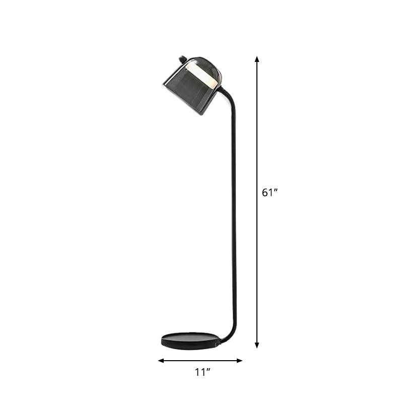 Luce del pavimento della camera da letto a cupola a cupola di vetro nero modernismo singola lettura lampada da pavimento