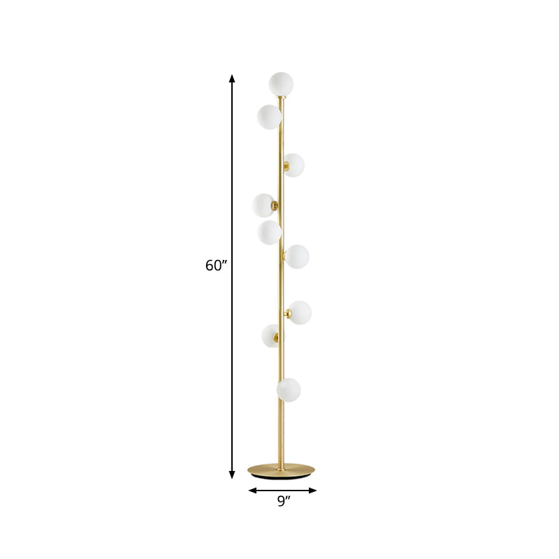 Modernismo Modo sfumatura a sfumatura leggera vetro bianco vetro a 9 teste soggiorno lampada da pavimento in oro