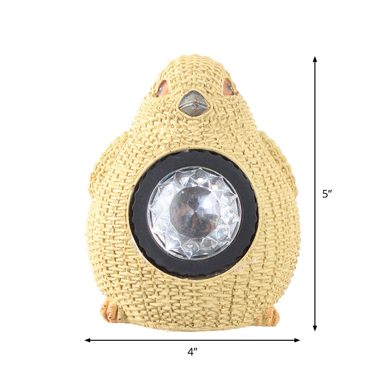 Cottage LED Solar Ground Light Yellow Faux Weaving Bird/Snail/Frog Table Lamp with Resin Shade