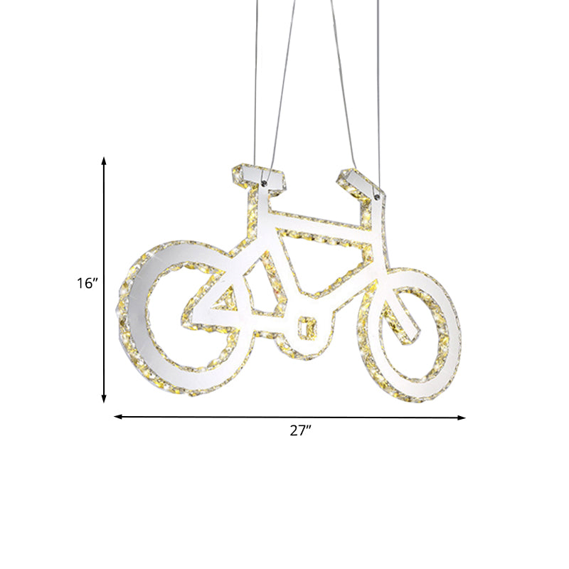 LED Inserted Crystal Chandelier Light Fashion Chrome Bicycle Living Room Pendulum Light