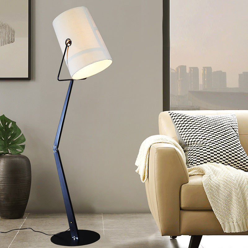 Barreau moderniste lampe debout avec un bras swing métal 1 bulbe de la salle d'étude Lumière de plancher en noir / blanc