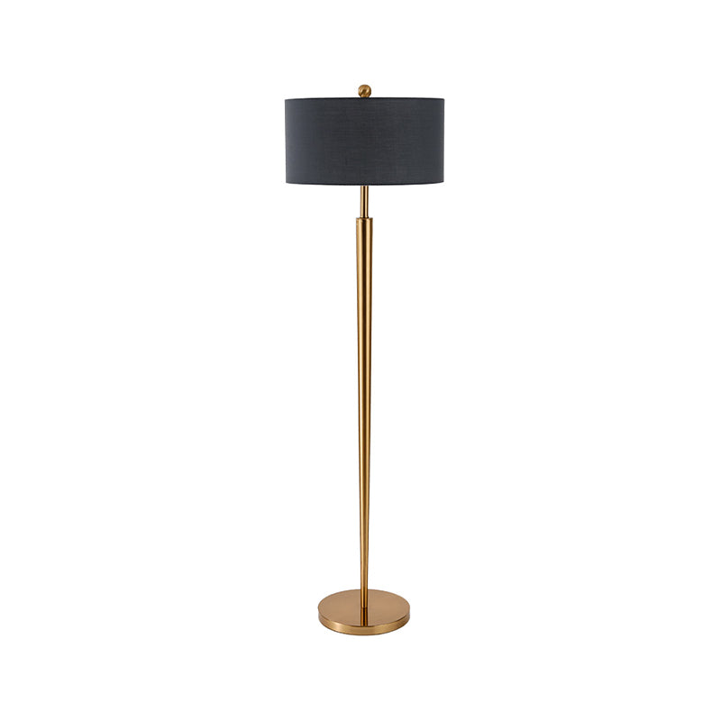 Schwarzer Drum Shade Leserbohrlampe Nordic 1 Glühbirne Stoffboden stehende Licht für den Salon