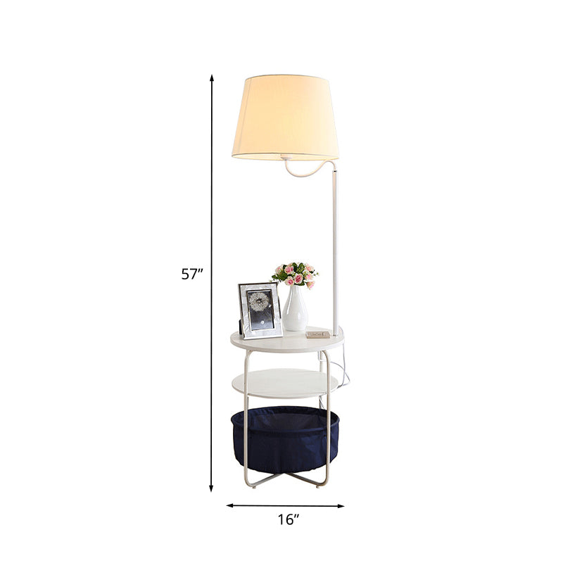 Lampada in piedi a forma di urna moderna 1 lampadina il pavimento bianco leggero con tavolo rotondo/quadrato per letto