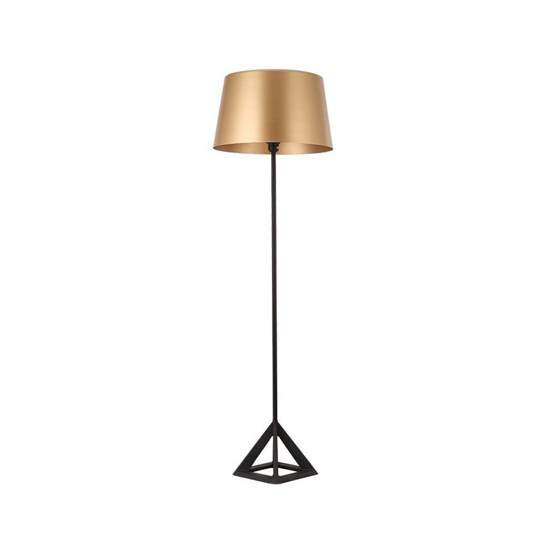 Drum-Shaped Tripod Standing Lamp Nordic Metal 1 Head Gold Floor Reading Light for Living Room