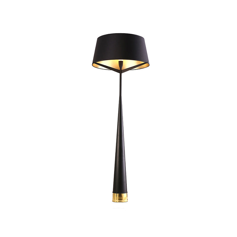 Minimalistische Trommelform stehende Lampe Metallic ein Kopf Schlafzimmer Lesenbodenlicht in Weiß/Schwarz