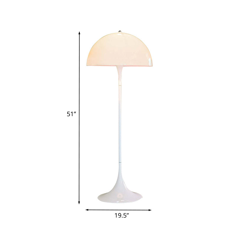 Metal Semi-Globe Reading Floor Lamp Nordic 1 Head White Standing Light for Bedroom