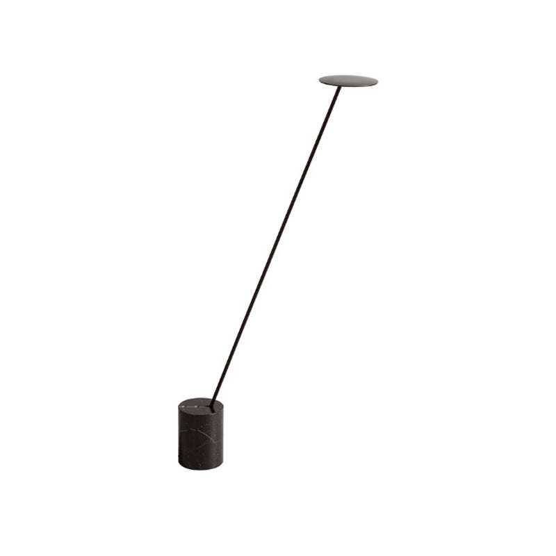 Circle Floor Reading Lamp Contemporary Metallic White/Black LED Stand Up Light with Column Base