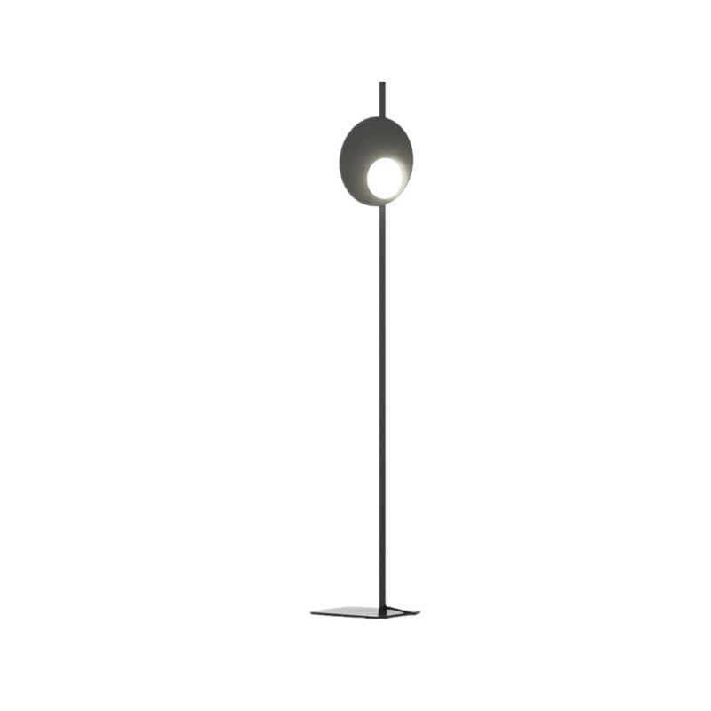 Lampadaire rond en métal avec base rectangle à LED minimaliste lumière noire debout pour chambre à coucher