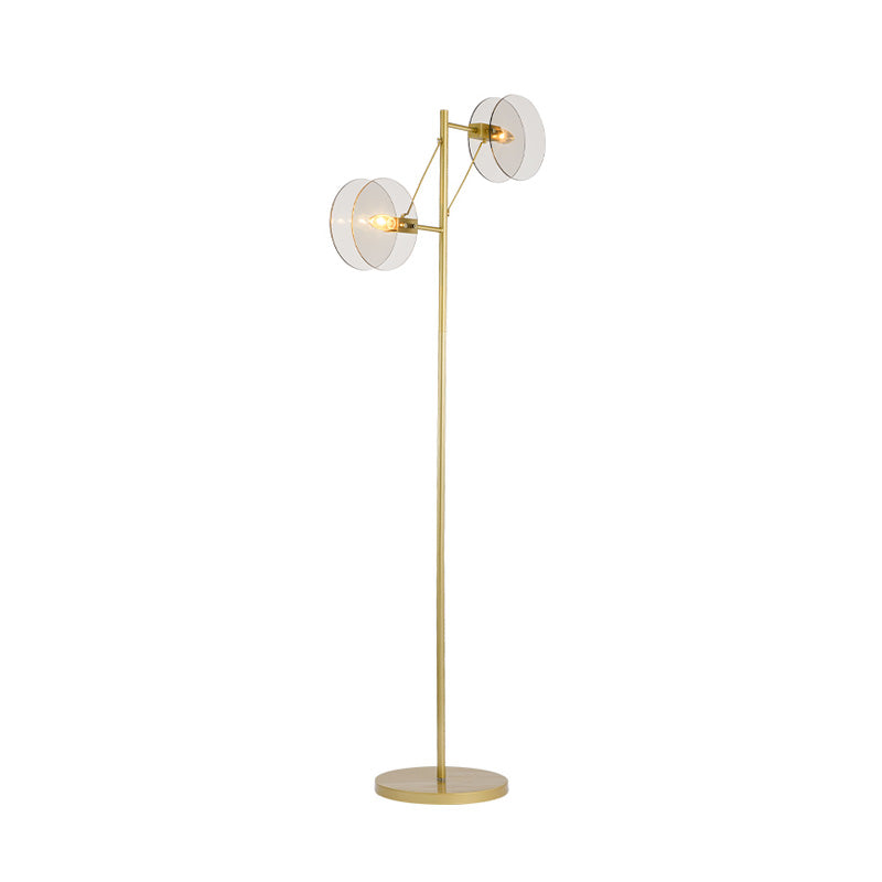 Cercle Floor Reading lampe moderniste en verre transparent LED Gold Stand Up Light pour le salon