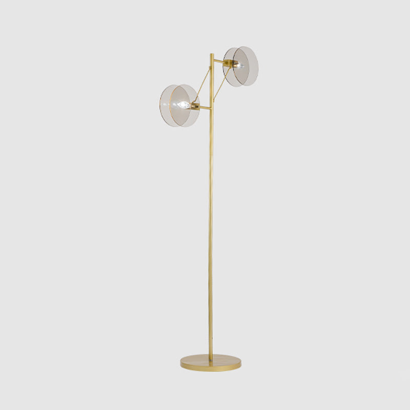 Circle Floor Reading Lamp Modernist Clear Glass LED Gold Stand Up Light for Living Room