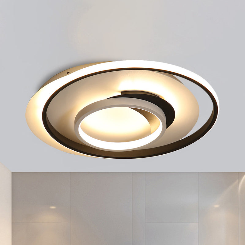 18"/21.5" Dia Round Acrylic Flush Light Modern LED Black Flush Ceiling Lighting Fixture in Warm/White Light