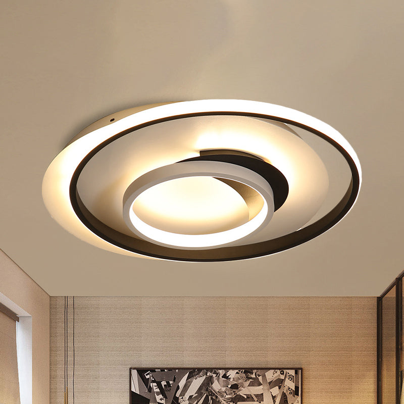 Plafonnier LED rond en acrylique de 18 "/ 21,5" de diamètre, plafonnier moderne à LED noir, lumière chaude/blanche