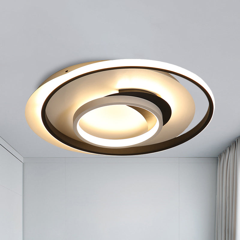 Plafonnier LED rond en acrylique de 18 "/ 21,5" de diamètre, plafonnier moderne à LED noir, lumière chaude/blanche