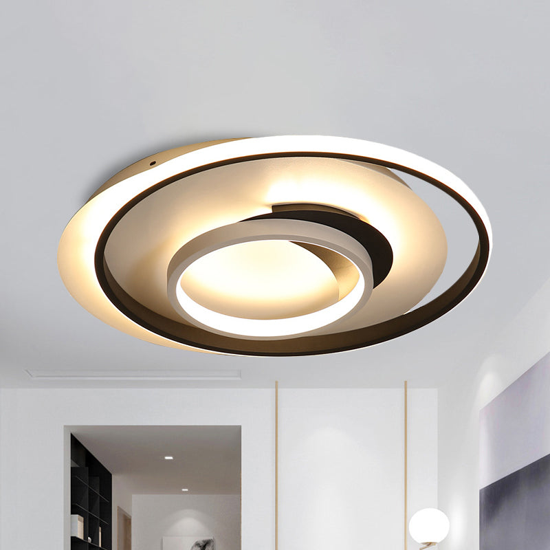 18"/21.5" Dia Round Acrylic Flush Light Modern LED Black Flush Ceiling Lighting Fixture in Warm/White Light