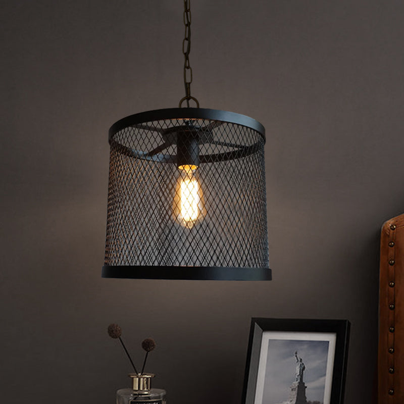 Trommelgaas metalen hanglamp industrieel een enkele lichte eetkamer hangende lamp in zwart