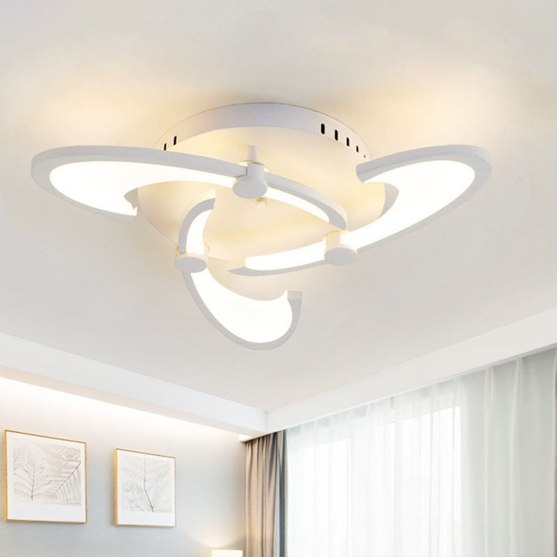 Floral Acrylic LED Flush Mount Light Fixture Contemporary 3/6/9 Lights White Ceiling Lamp in Warm/White/Natural Light