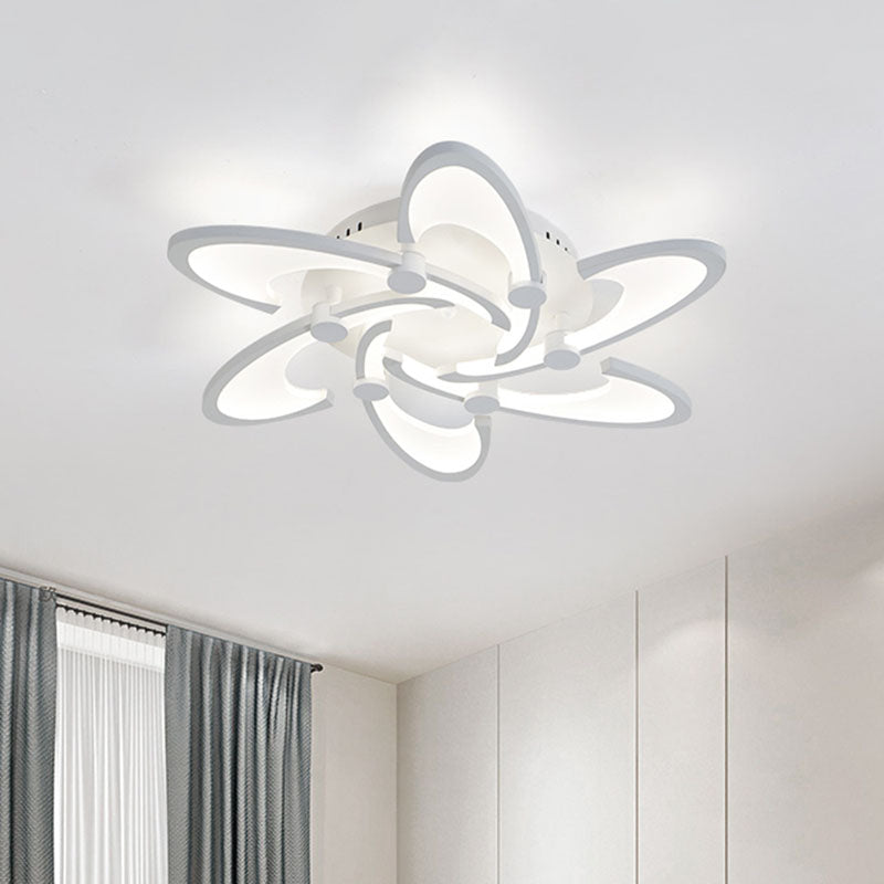 Floral Acrylic LED Flush Mount Light Fixture Contemporary 3/6/9 Lights White Ceiling Lamp in Warm/White/Natural Light