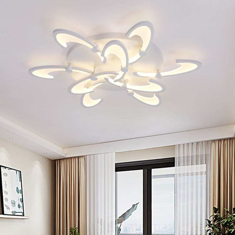 Floral Acryl Led Flush Mount Light Fixture eigentijds 3/6/9 lichten Wit plafondlamp in warm/wit/natuurlijk licht