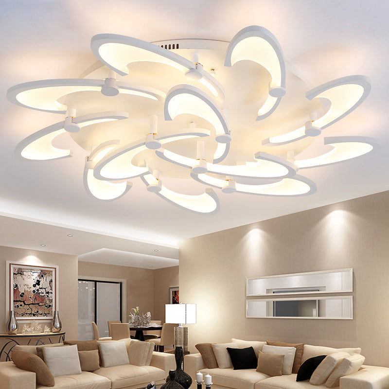 Floral Acryl Led Flush Mount Light Fixture eigentijds 3/6/9 lichten Wit plafondlamp in warm/wit/natuurlijk licht