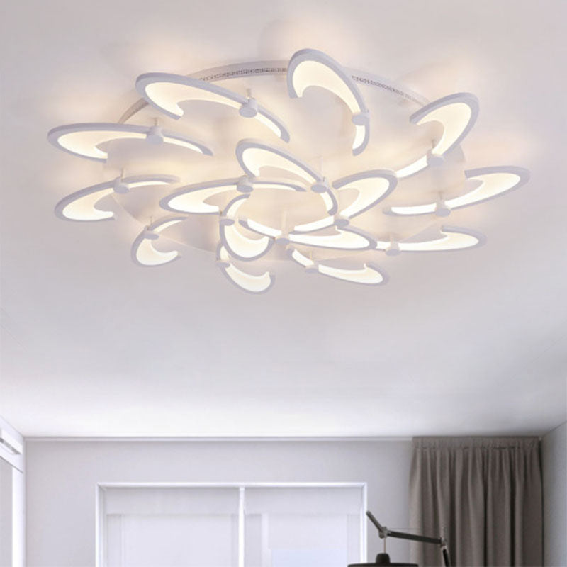 Floral Acrylic LED Flush Mount Light Fixture Contemporary 3/6/9 Lights White Ceiling Lamp in Warm/White/Natural Light