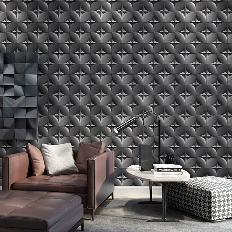 Grid Flock Texture Wall Art for Accent Wall 3D Harlequin Wallpaper in Neutral Color, Water-Resistant