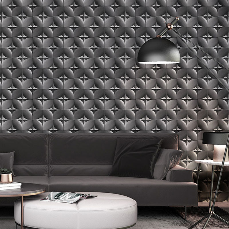 Grid Flock Texture Wall Art for Accent Wall 3D Harlequin Wallpaper in Neutral Color, Water-Resistant