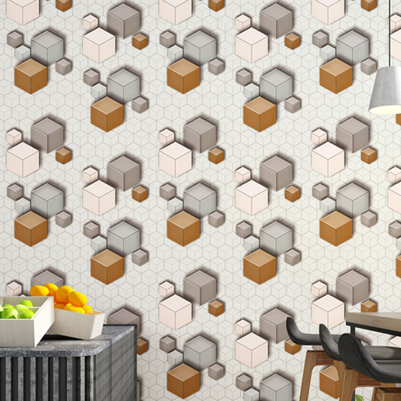 Simple 3D Print Cube Wallpaper Roll for Living Room, Grey and White, 33 ft. x 20.5 in