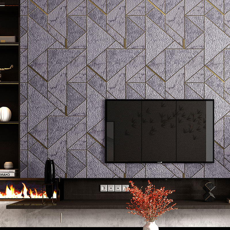 Nordic Color Block Wall Art for Accent Wall, 33' x 20.5" Flock Fabric Wallpaper in Dark Color